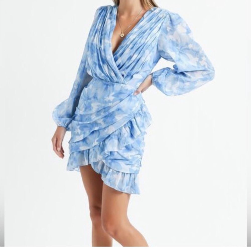 Showpo Blue Floral Mini Dress